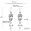 Silver Earrings Cool Gothic Punk Style Skull Cross Shaped With