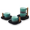 fanquare Handheld Small Ceramic Cups and Saucers 8Pcs Tea Cup