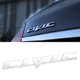 Car 3D Rear Tail Letter Emblem Replacement Accessories Compatible for Civic,Car Badge Decals Logo Trunk Decoration Emblem Modification Accessories(Silver)