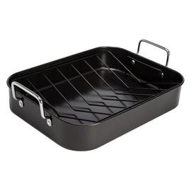 Ecolution Nonstick Roasting Pan with Rack, Carbon Steel with Premium Nonstick, Oven Safe to 450 F, Made without PFOA, Dishwasher Safe, 16-Inch x 12-Inch x 3-Inch