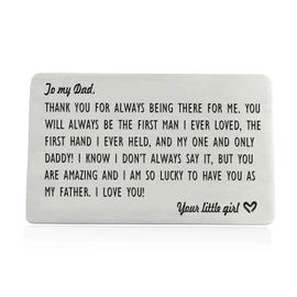 XGAKWD Dad Gifts from Daughter, Engraved Wallet Inserts for Father Papa, Fathers Day Birthday Wedding Thank You Gifts for Daddy from Daughter Kids