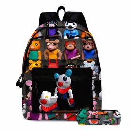 2Pcs Kid Bookbags Set Cartoon Game Backpack with Pencil Case for School Outdoor Travel Camping Picnic Birthday Christmas Gift