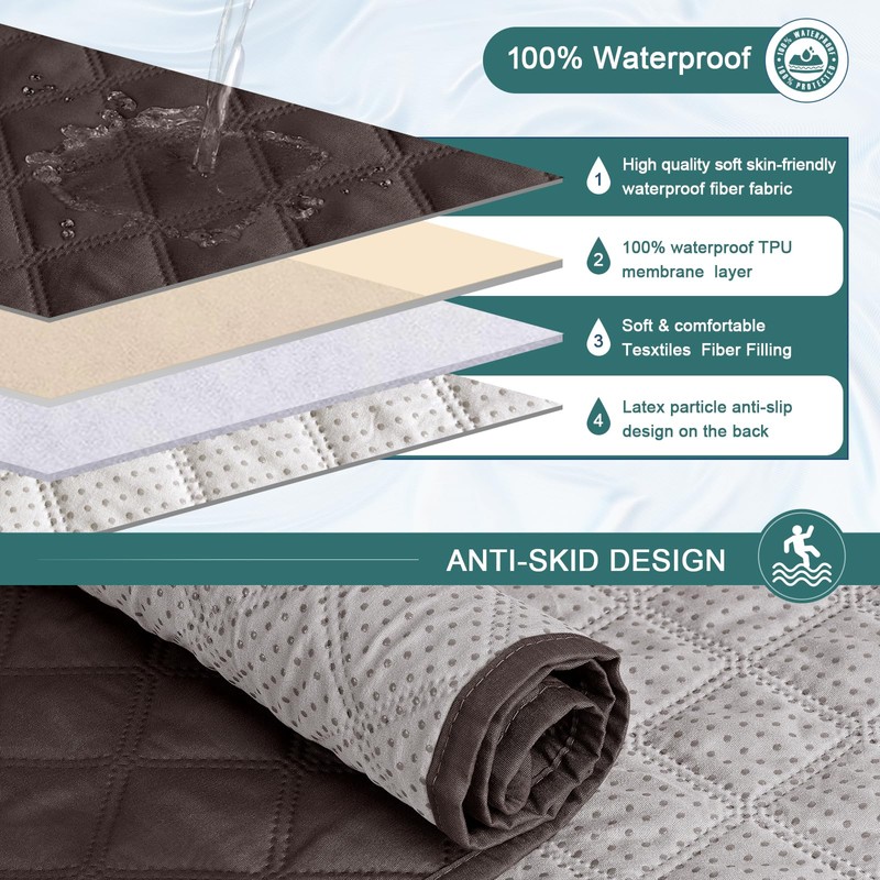 Ruaozz Waterproof Recliner Sofa Cover 1-Piece Couch Covers for Reclining