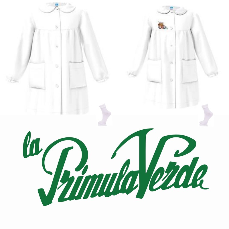 La Primula Verde Siggi Apron for Girls White Buttons with