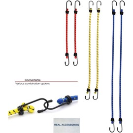 Set of 6 Elastic Bungee Cords Bungee Straps Assorted Lengths Heavy Duty Bungee Ropes for Caravan Camping RVs Trunks Luggage Racks (Includes 2pcs x 60cm, 2pcs x 45cm, 2pcs x 30cm)