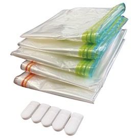 Inico Life 5 Piece Extra Large Comforter Compression Bag, Set of 5, 3 for Comforters, 2 for Futons, Speed Compression for Bulky Comforters, Patent, Air Won't Reverse, Auto Lock Valve, Double Zipper,