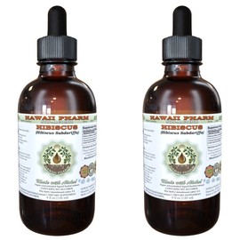 Hibiscus Alcohol-Free Liquid Extract, Organic Hibiscus (Hibiscus Sabdariffa) Dried Flower Glycerite Hawaii Pharm Natural Herbal Supplement 2x2 oz