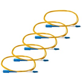 trueCABLE LC to SC OS2 Fiber Patch Cable, 2m (6.56ft), UPC Polish, 200GB Singlemode (SM) Simplex 9/125um, Riser Rated (OFNR), UL Listed, 5 Pack, Yellow