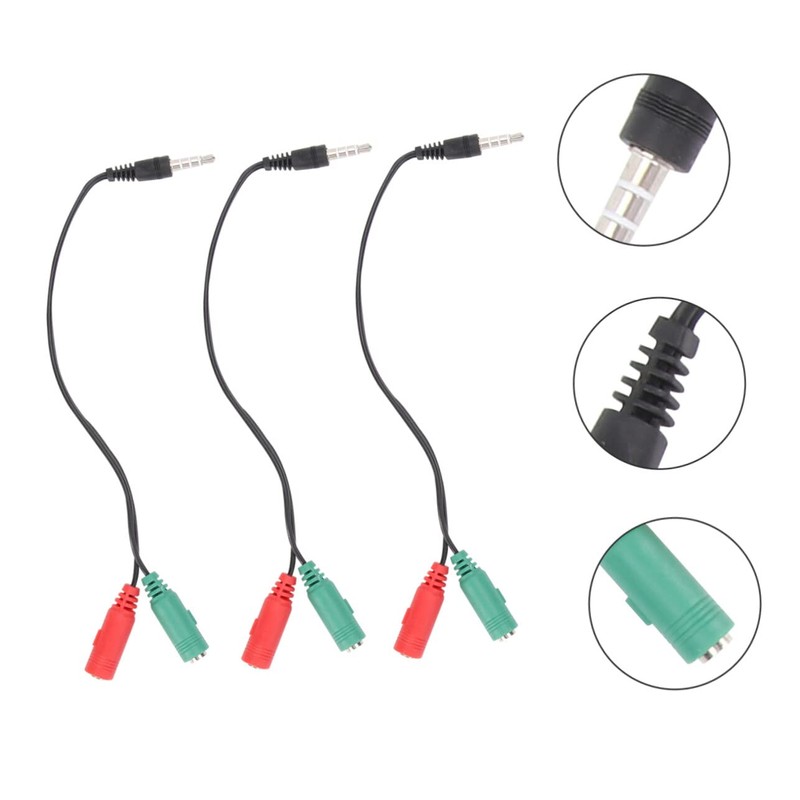 KOMBIUDA 3pcs Audio Splitter Adapter Headphone Speaker Cable Compact Lightweight