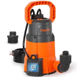 Cleartide Submersible Sump Pump with Smart Water Sensor, 1/3 HP 2790GPH High-Capacity Utility Pump, Auto and Manual Mode Handles 3/8" Solids, for Pool, Basement, Garden Drainage