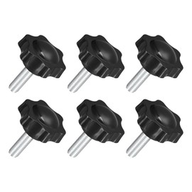 sourcing map 6Pcs M8 x 25mm Star Knobs, Plastic Hex Shaped Clamping Knob Screw Hand Tightening Replacement Knob for Umbrella Base Replacement knob