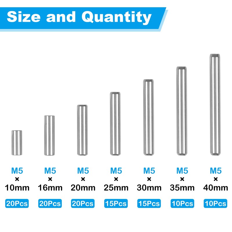 Yinpecly 110 Pcs 304 Stainless Steel Dowel Pin, M5 Cylindrical