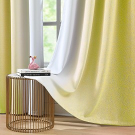 Ombre Yellow Blackout Curtains 63 inches for Girls Room Bedroom Gradient Thermal Insulated Room Darkening Window Curtains Grommet 2 Panels for Living Room Home Decor Pure White to Yellow, 52"Wx63"Lx2