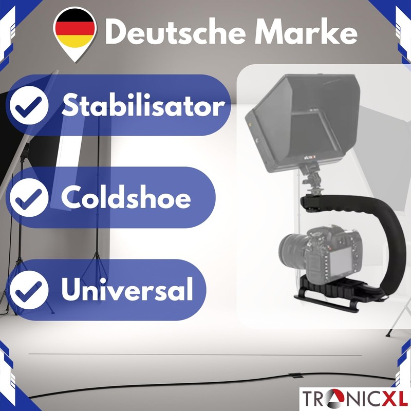 TronicXL Video Action Stabilising Handle Stabiliser with Cold Shoe for
