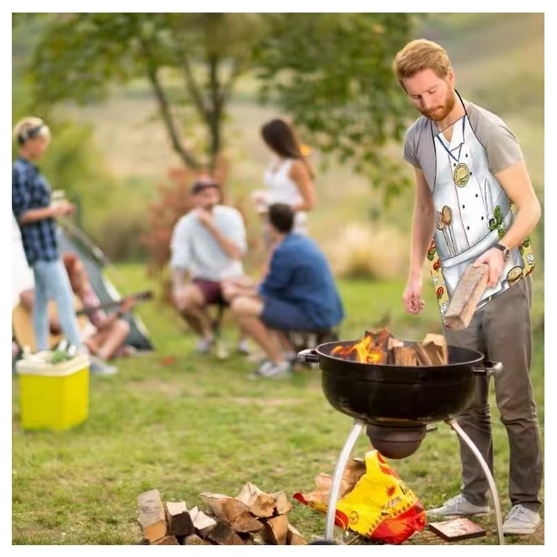 WOO LANDO Barbecue apron for men, 73 x 57 cm,