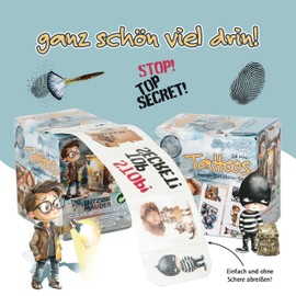 Lutz Mauder Skin-friendly children's tattoo meter box with 24 tattoos, children's tattoos made in Germany, removable skin tattoos with great TapirElla detective motifs, non-toxic