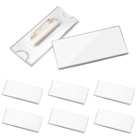 Pack of 10 Magnetic Name Badges, Transparent, 75 x 32 mm, Name Badges for Clothing