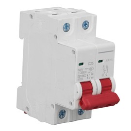 DC Circuit Breaker, DC Isolator Switch DZ47-63Z-2P 500V 25A for Photovoltaic Systems, Thermal Magnetic Trip, 35mm DIN Rail Mounting, PV Isolator Switch, Solar System Isolator