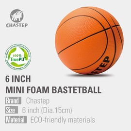 Chastep Mini Sponge Basketball, 6" Foam Ball for Kids. Soft and Bouncy, Safe to Play Indoor/Outdoor (Orange)