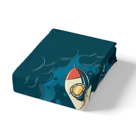 Space Rocket Bedding Set Outer Space Adventure Duvet Cover For Kids Planet Ship Comforter Cover Galaxy Universe Quilt Cover 2Pcs Single Size