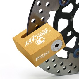 Brake Disc Lock Motorcycle Lock, Waterproof Anti-Theft Motorcycle Lock, Disc Lock without Alarm, Brake Disc Lock 7 mm Made of Alloy with Reminder Cable,Golden