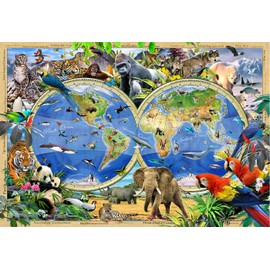 WOODEN.CITY Wooden Puzzle 1000 Pieces: Map of the Animal Kingdom by Howard Robinson - Perfect Partner Gifts or Gifts for Women - 51.9 x 37.5 cm - Hobby for Adults and Children