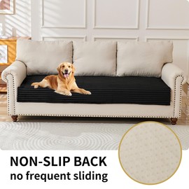 HAOMAIJIA Waterproof Couch Cover for Dogs Washable,Faux Fur Pet Couch Covers for Sofa,Soft Dog Bed Cover Non-Slip Couch Covers for 3 Cushion Couch Sofa Pet Friendly (Black, 35" x 82" 1 Pack)