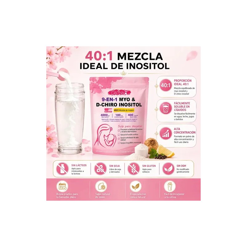 GWYNNE 40:1 Myo Y D Chiro Inositol Inositol En Polvo
