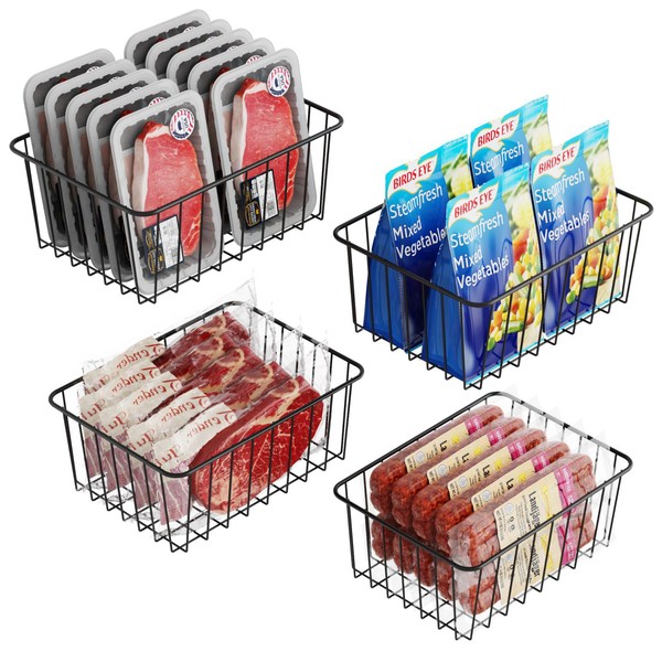 iSPECLE Upright Freezer Organizer Bins - 4 Pack Small Stand