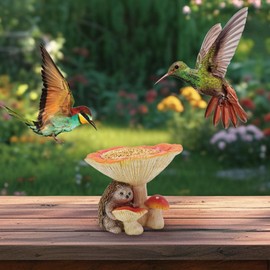 Resin Bird Feeders for Outdoors Hummingbird Garden Decor Garden Yard Decoration Hedgehog Mushroom Resin Ornaments Decorations