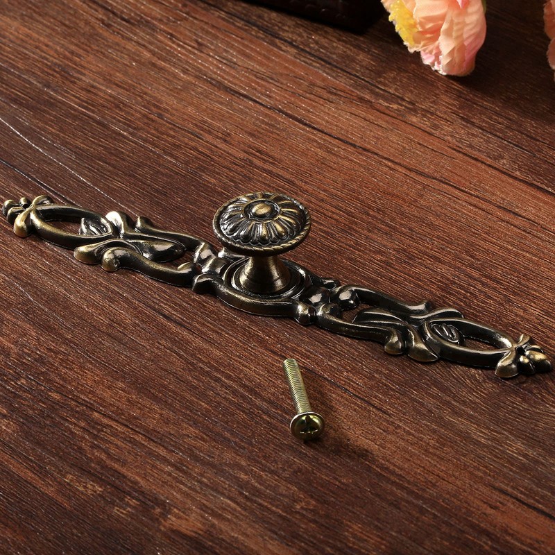 2PCS Retro Door Handle Metal Knob Cabinet Handle Brass Bronze