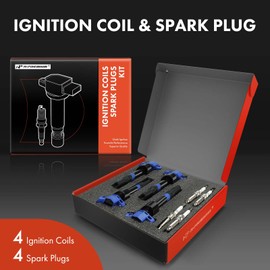 A-Premium Blue Set of 8 Ignition Coil Pack and Iridium Spark Plugs Compatible With Kia Soul, Rio 2012-2019 & Hyundai Accent, Veloster 2012-2017, 1.6L