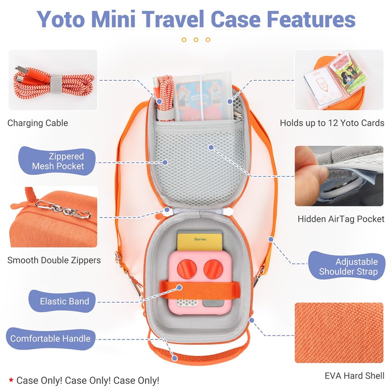 PROfezzion Travel Carrying Case for Yoto Mini, Hard Shell Storage