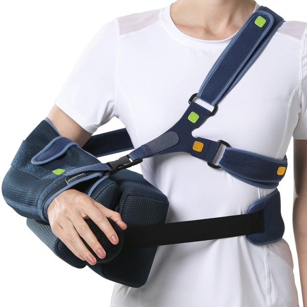 VELPEAU Arm Sling with Abduction Pillow for Men and Women, Shoulder Immobilizer for Rotator Cuff, Sublexion, Surgery, Dislocated, Broken Arm, Includes Stress Ball (Medium)