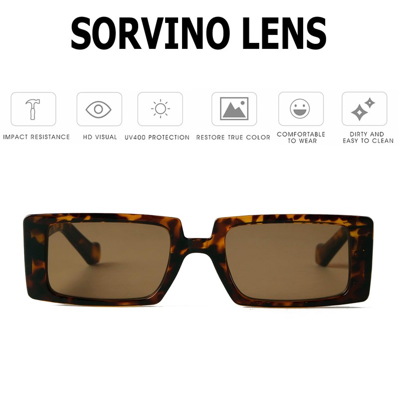 SORVINO Gafas de sol rectangulares vintage para mujer, estilo retro,
