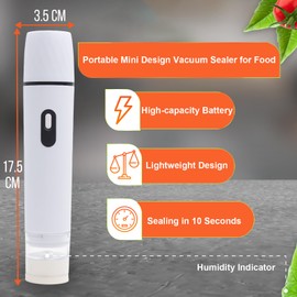 Handheld Vacuum Sealer for Food, Portable Cordless Sealer for Food Preservation and Storage, Compatible with Anova Vacuum Sealer Bags, Containers, etc, Perfect for Joule Sous Vide (White)