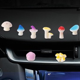 8 Pcs Cute Mushroom Car Accessories, Funny Resin Mushroom Figurines Dashboard Decorations & Rear View Mirror Decorative Automotive Ornament Interior Decors for Car Home Garden Office Desk (Colorful)