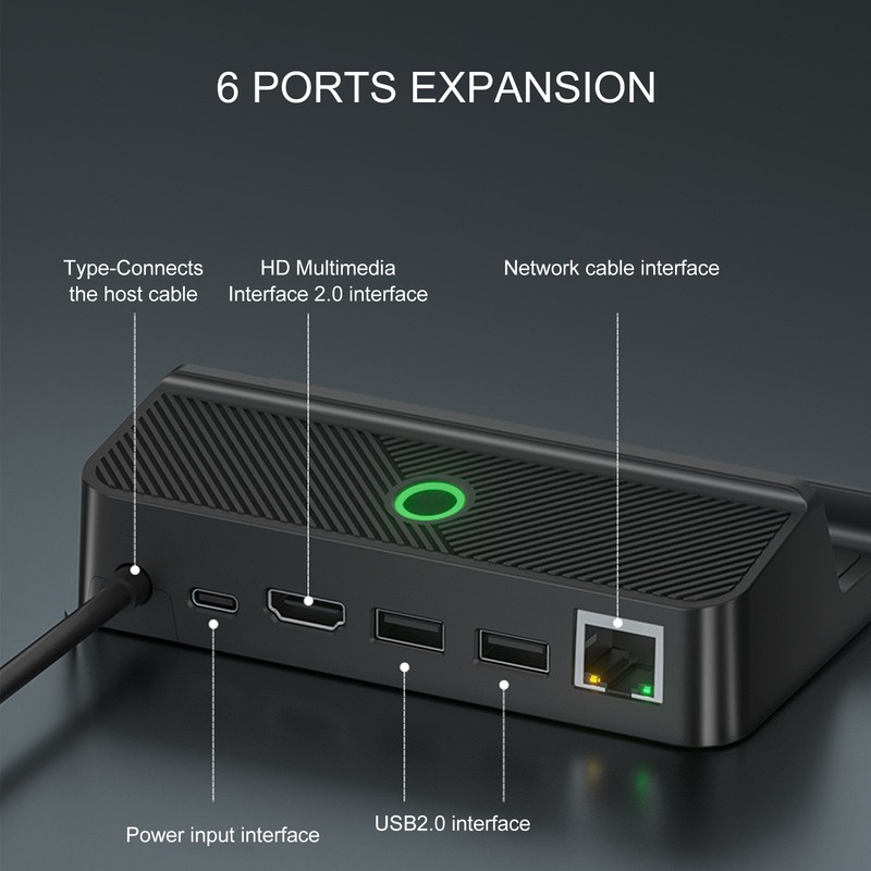 Docking Station Black 6 in 1 Charging Base RGB LED