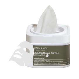 Mary&May CICA Houttuynia Tea Tree Calming Mask - Daily Pull Out Sheet Mask for Instant Soothing & Moisturizing - Korean Skincare, Hypoallergenic and Cruelty-Free, 30 Sheets