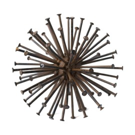 TICKCACY Escultura de metal de estallido, esfera decorativa de mesa con pinchos, pequeña bola de decoración geométrica abstracta de erizo, hierro oxidado, decoración de mesa para el hogar, sala de estar, recámara, estante de oficina