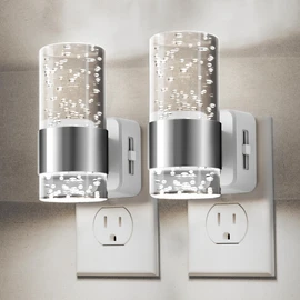 Night Light, Plug in Night Light with Auto Light Sensor[2-Pack], Brightness adjustable with Daylight White 5000K, Wall Sconce-Style Design Nightlight for Bathroom, Hallway, Enterway