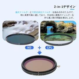 2-in-1 Variable ND+CPL: JJC 77mm Variable ND Filter, ND2-ND32 + CPL Filter, 32-Layer Nano Coating, Canon EF 24-105mm, F4L, EF 24-70mm, RF 24-105mm, Sigma 17-50mm, F2.8, and more. Thin frame design