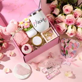 Birthday Gifts for Mom-Relaxing Spa Gift Box for Mom,Birthday & Mother's Day Self-Care Set with Bath Essentials, Pink Relaxation Basket - Thoughtful Present from Daughter or Son
