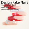 Christmas Press on Nails Long Coffin Snowflake Fake Nails, Red