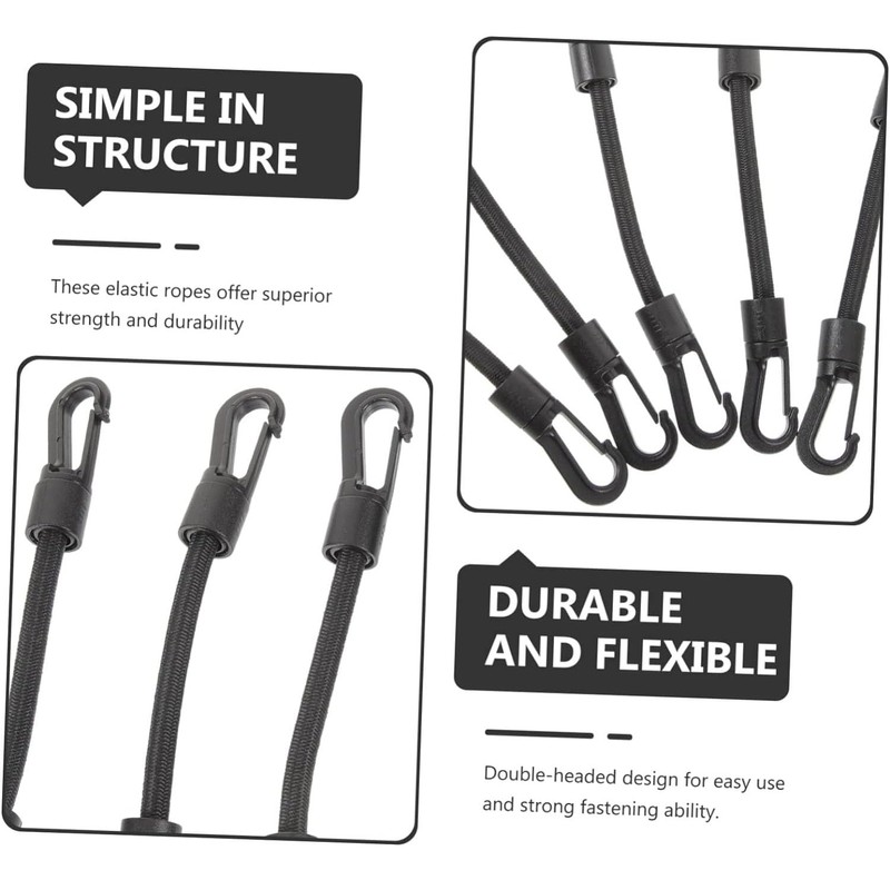 Taicols Bungee Cord with Hooks Camping Accessories, 5 Pcs Adjustable
