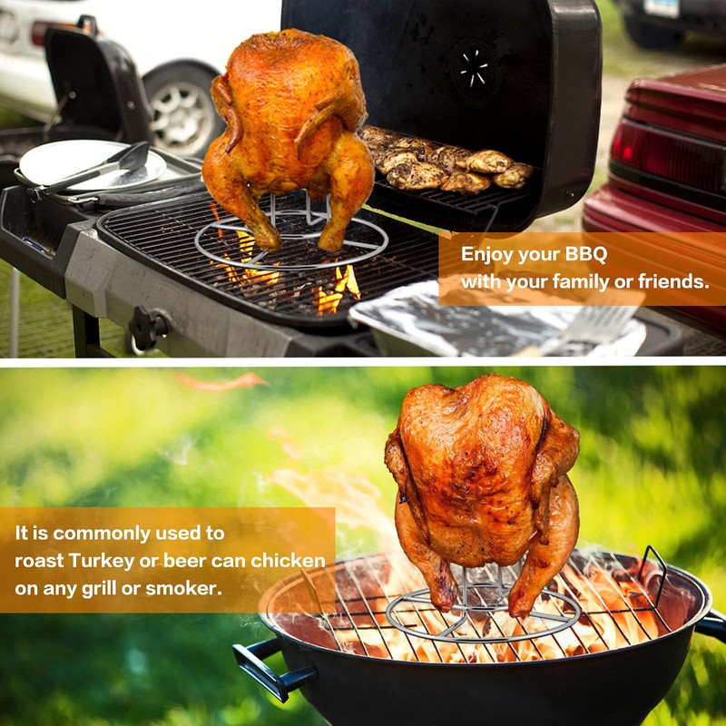 HaSteeL Beer Can Chicken Holder 1 Pack, Stainless Steel Chicken