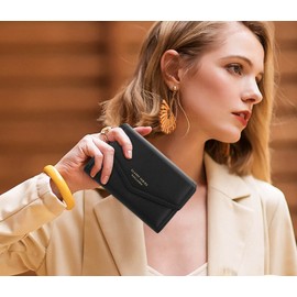 FORRICA Women's Elegant Wallet, Zip, Coin Purse, PU Leather, Bill Holder, Popular, Mini Clutch Bag, Gift Box, Black A, Small