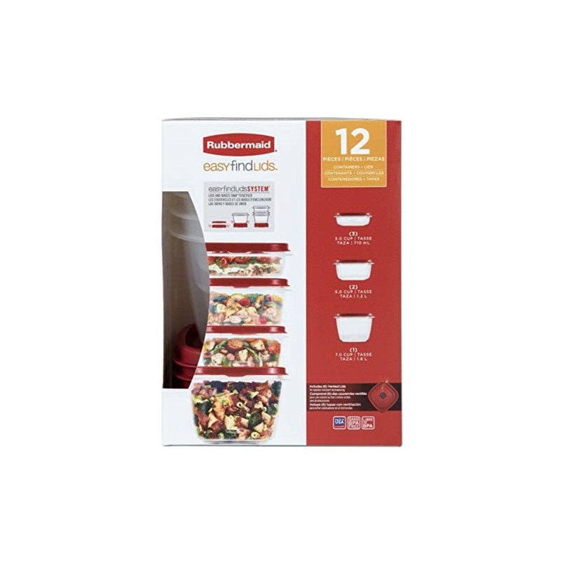 Rubbermaid Set of 12 Easy Find Vented Lids Food Storage