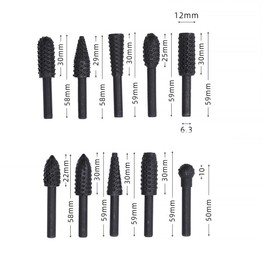 Pack of 10 Wood Rasp Rasp Set Files Wood Drill Bit Cutter Set Drill Shank Tool Wood Carving Ball Cutter Wood Cutter for Drills Cylinder Cutter Tenon Cutter Cone Cutter