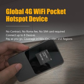 Global Travel Mobile Hotspot Device 4G Pocket Router No Roaming fee Built-in SIM Card No Need Physical Card No Contract 150 Countries Travel Portable WiFi Hotspot 100GB for US